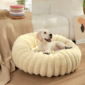 Plush Rabbit Fur Winter Warm Round Nest Bed For Pet