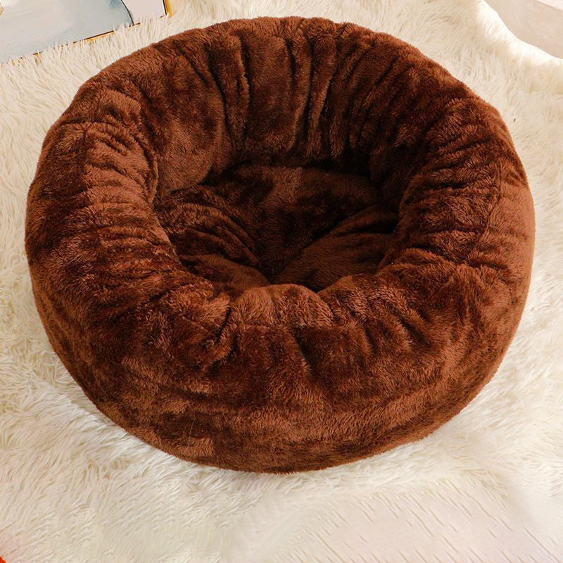 Fluffy Donut Round Winter Warm Bed For Pet