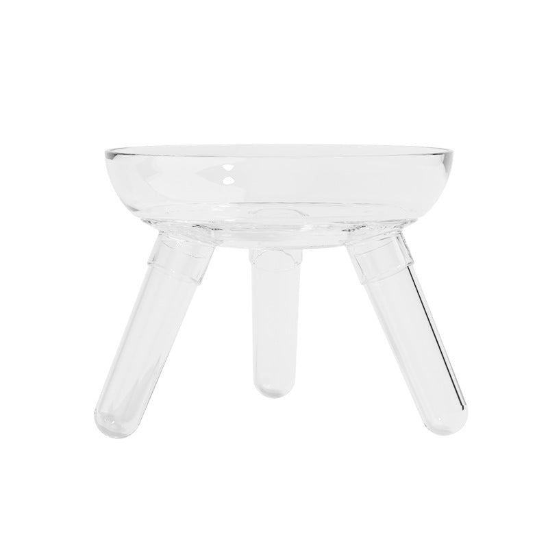 Transparent Glass Anti Knock Feeding Bowl For Pet
