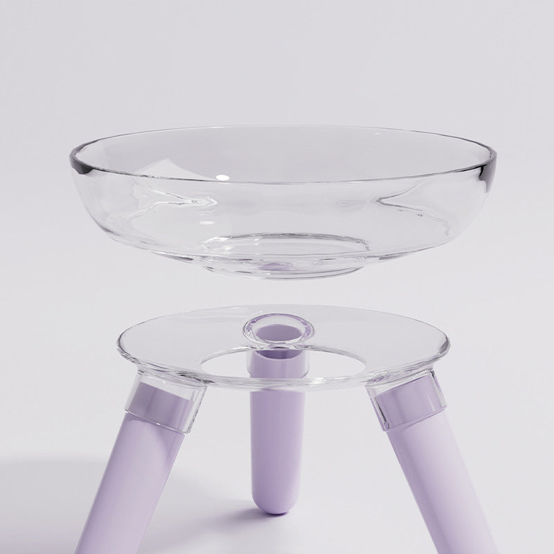 Transparent Glass Anti Knock Feeding Bowl For Pet