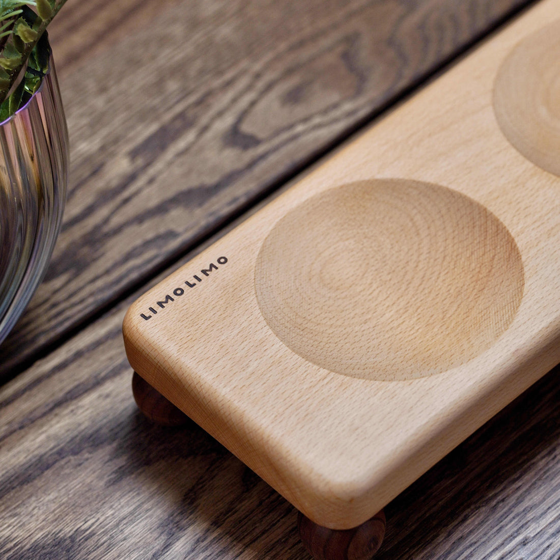 Solid Wood Ceramic Feeding Bowl For Pet