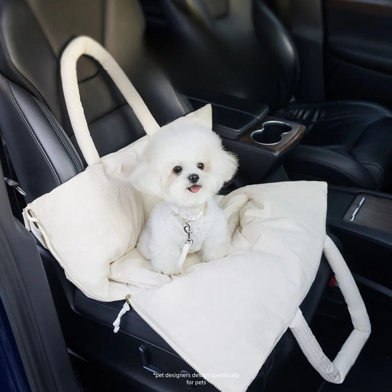 Pet Car Seat Carrier With Adjustable Safety Leash Travel Bag