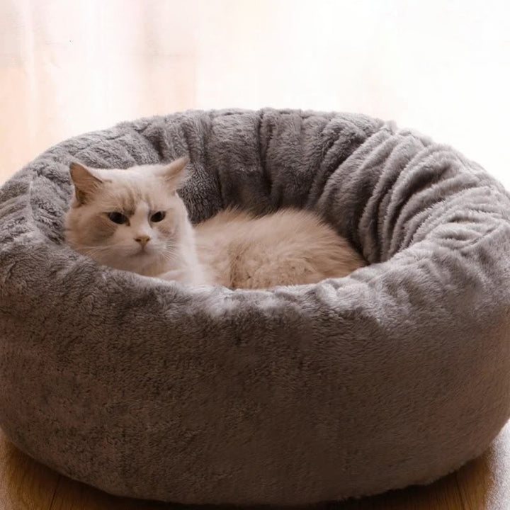 Fluffy Donut Round Winter Warm Bed For Pet
