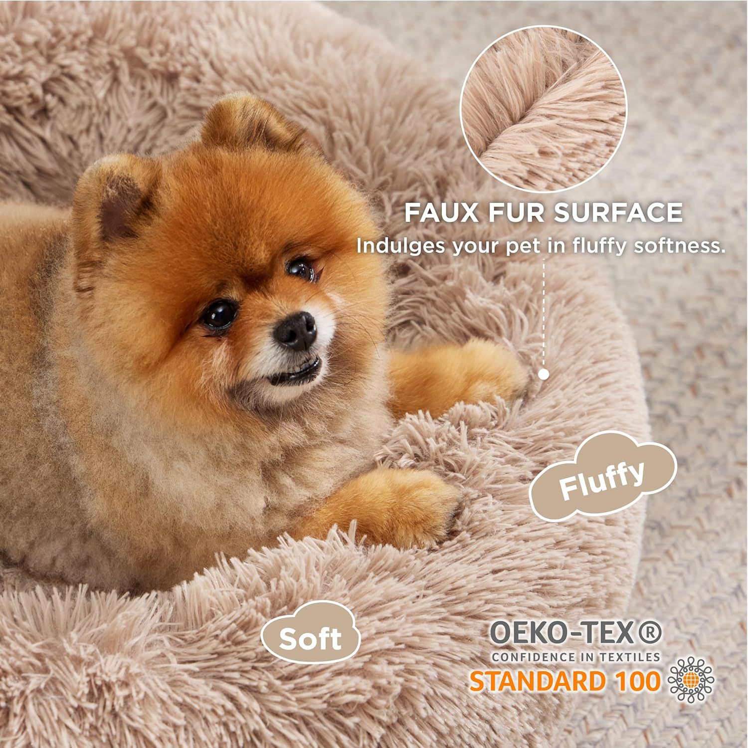 Non Slip Plush Round Fluffy Bed For Pet