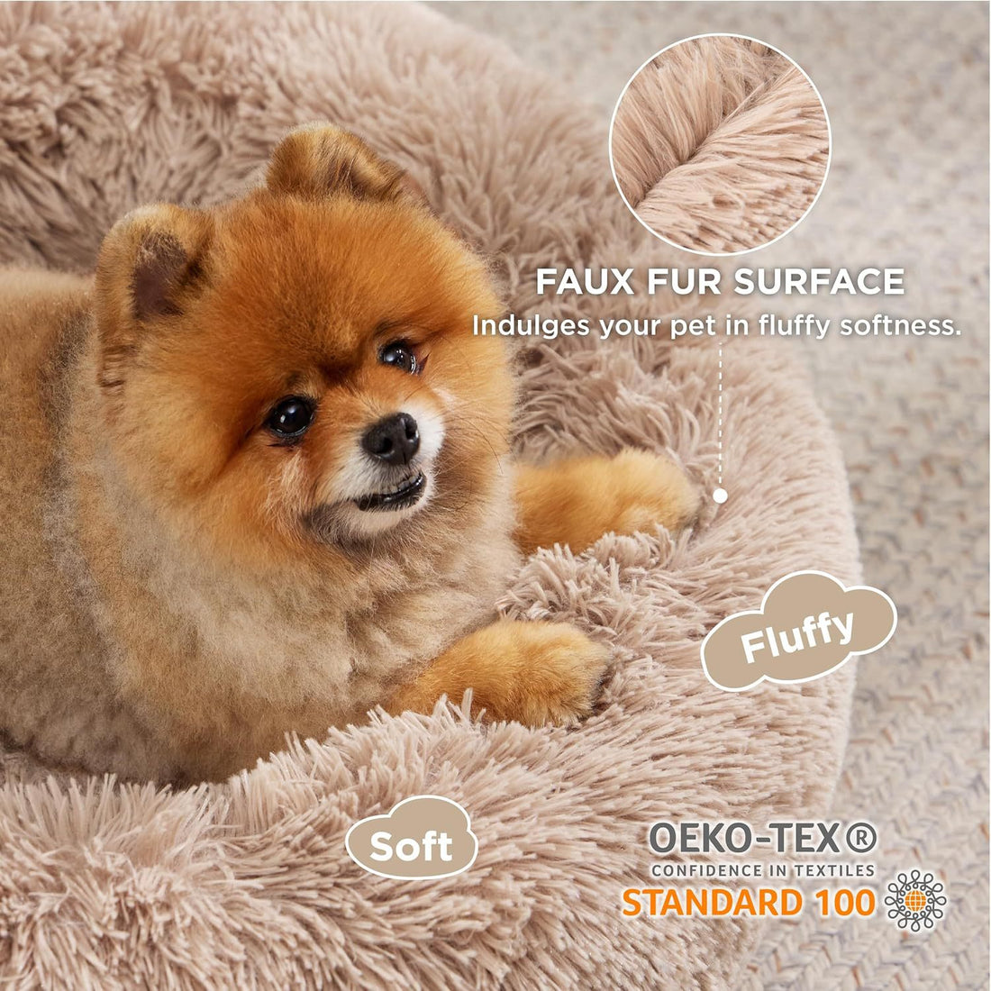 Non Slip Plush Round Fluffy Bed For Pet