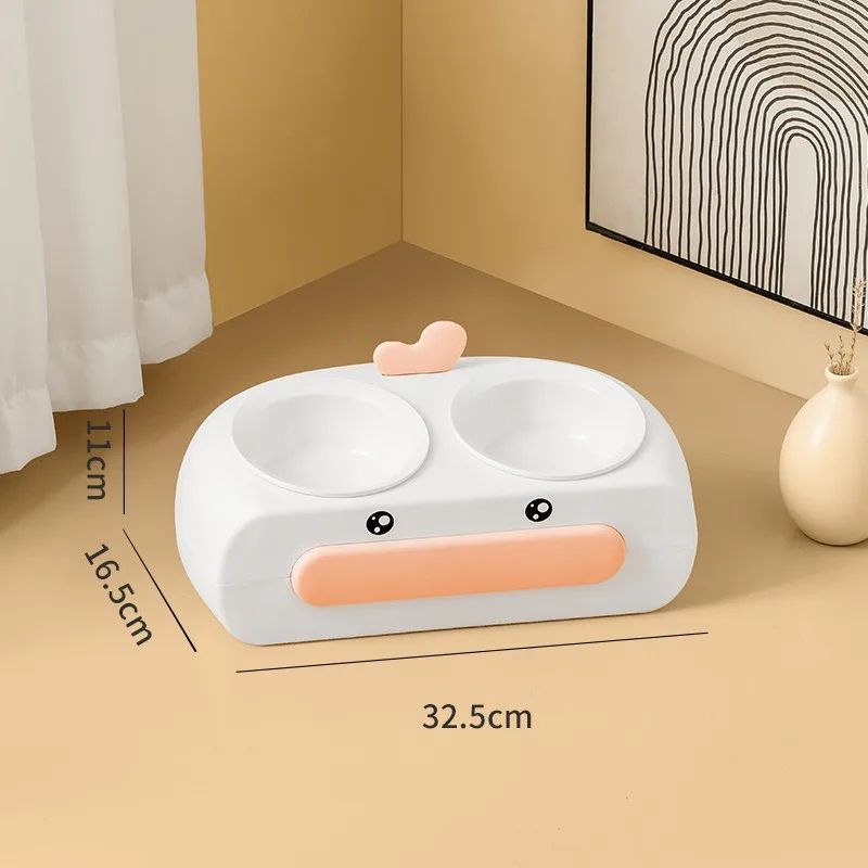 Duck Design Double Bowl Feeding Tray For Pet