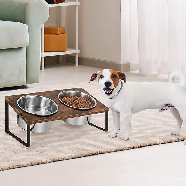Iron Wood Feeding Rack With Bowl Stand For Pet