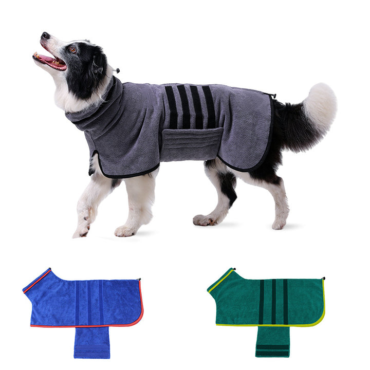 Pet Adjustable Absorbent Bathrobe Drying Towel Grooming Clothes