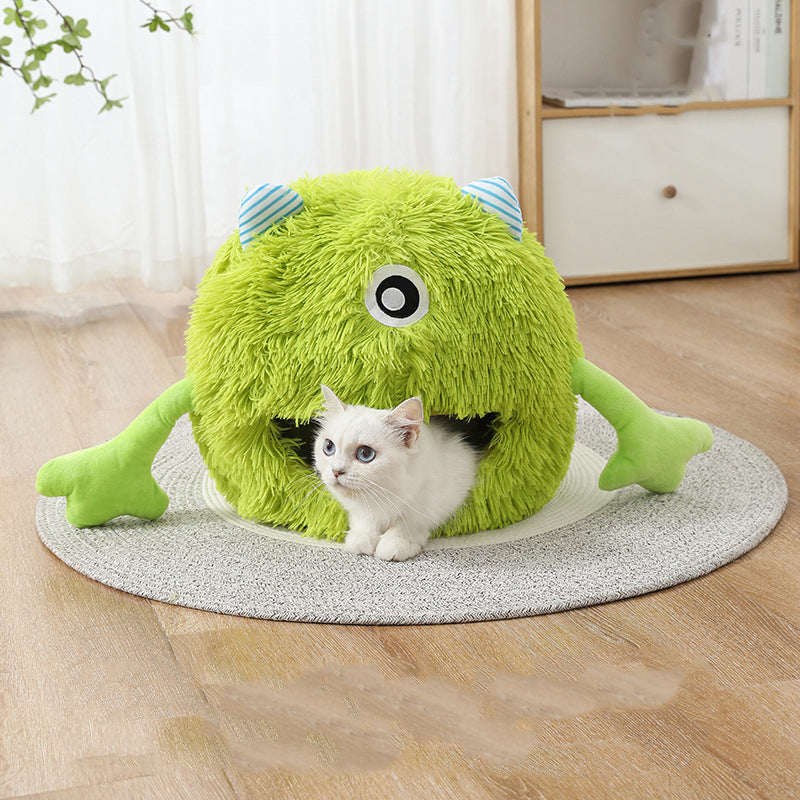 Fluffy Calming Round Washable Bed For Pet