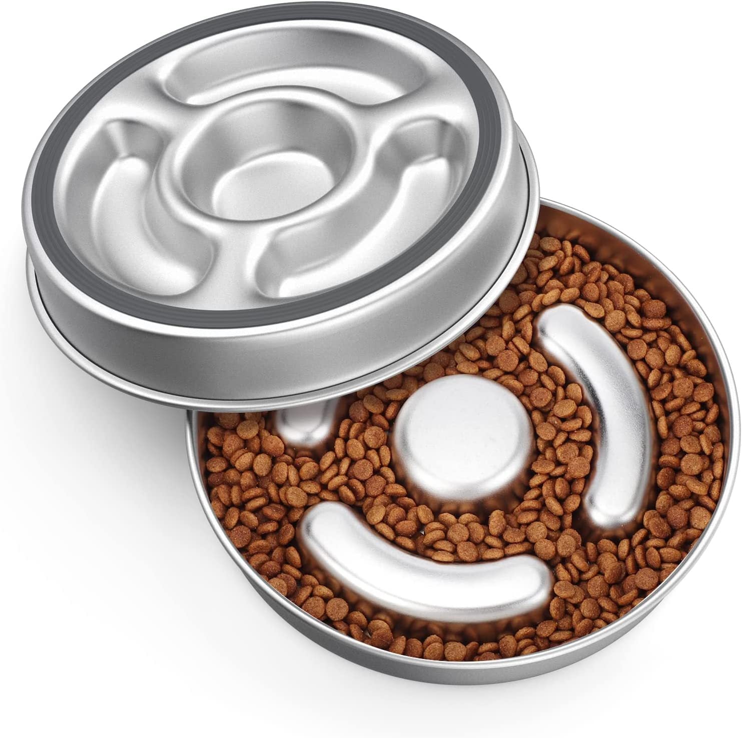 Stainless Steel Slow Feeding Bowl With Neck Protector For Pet