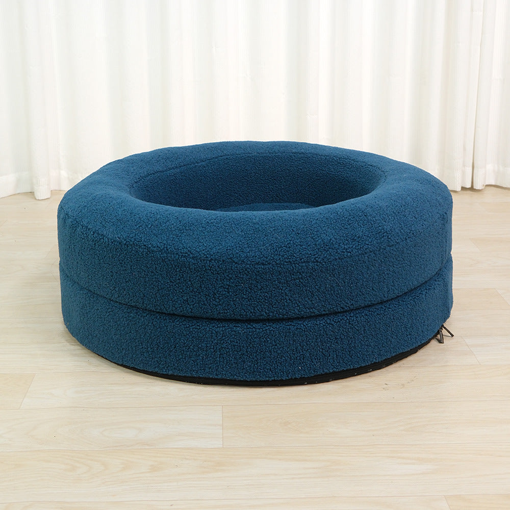 Solid Color Round Leisure Nest Bed For Pet