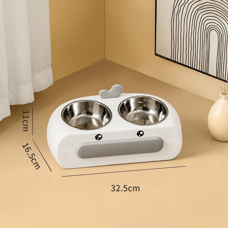 Duck Design Double Bowl Feeding Tray For Pet