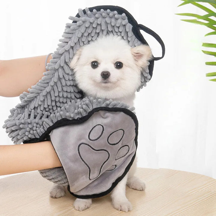 Pet Super Absorbent Microfiber Bath Towel With Hand Pockets Grooming Cloth