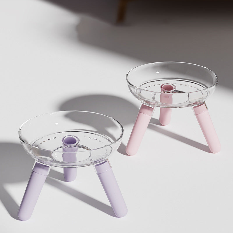 Transparent Glass Anti Knock Feeding Bowl For Pet
