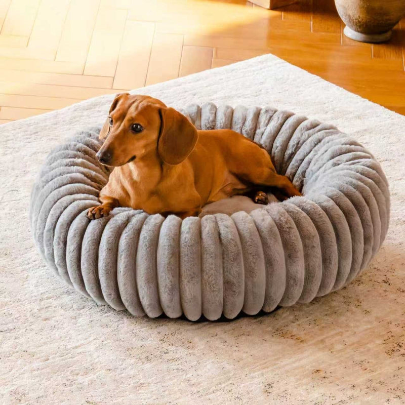 Plush Rabbit Fur Winter Warm Round Bed For Pet