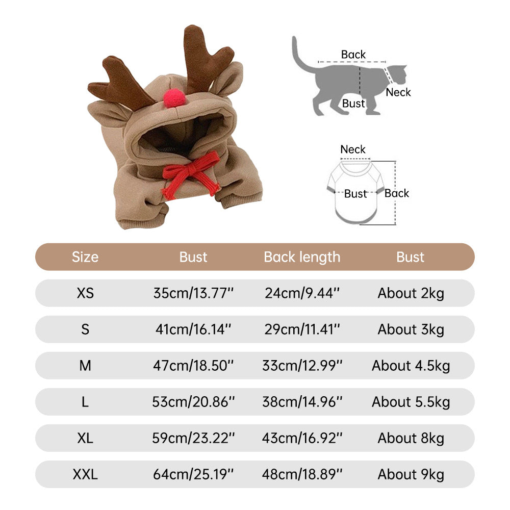 Pet Hooded Elk Pattern Sweater Outfit