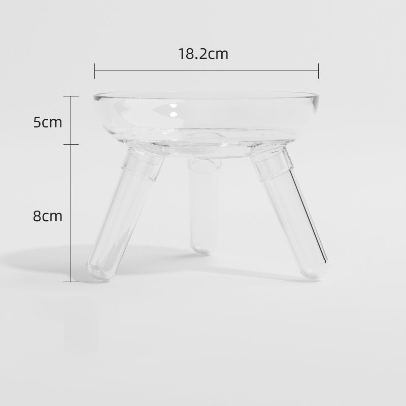 Transparent Glass Anti Knock Feeding Bowl For Pet