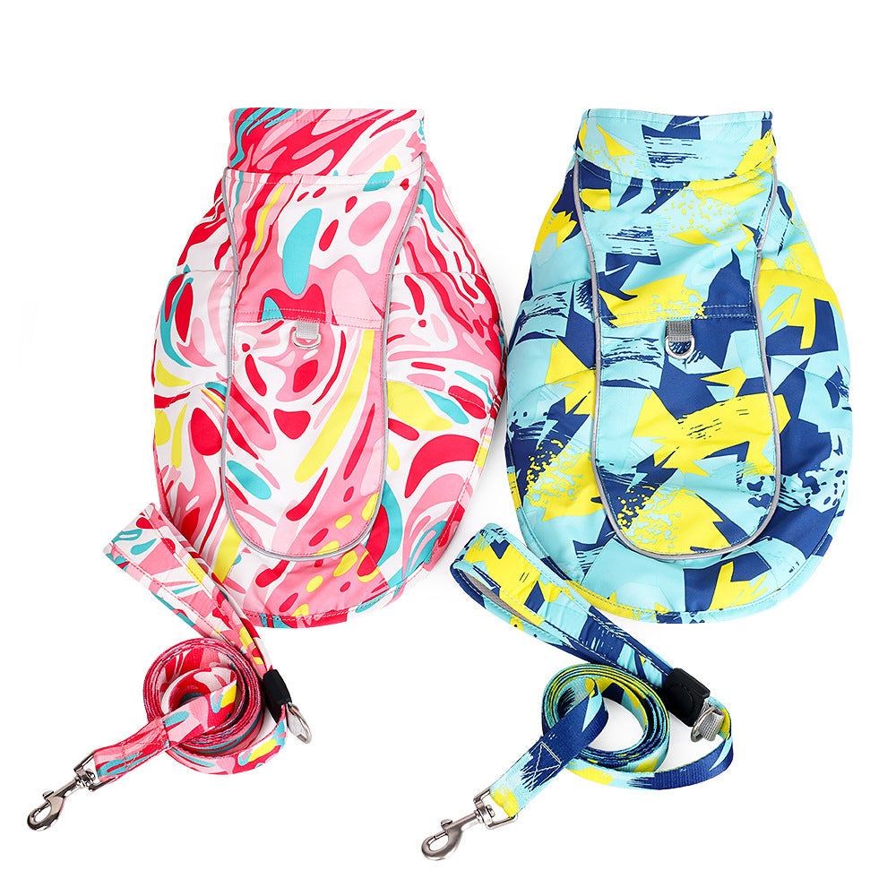 Waterproof Reflective Printed Cotton Jacket Clothes For Pet