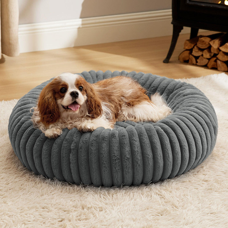 Plush Rabbit Fur Winter Warm Round Bed For Pet