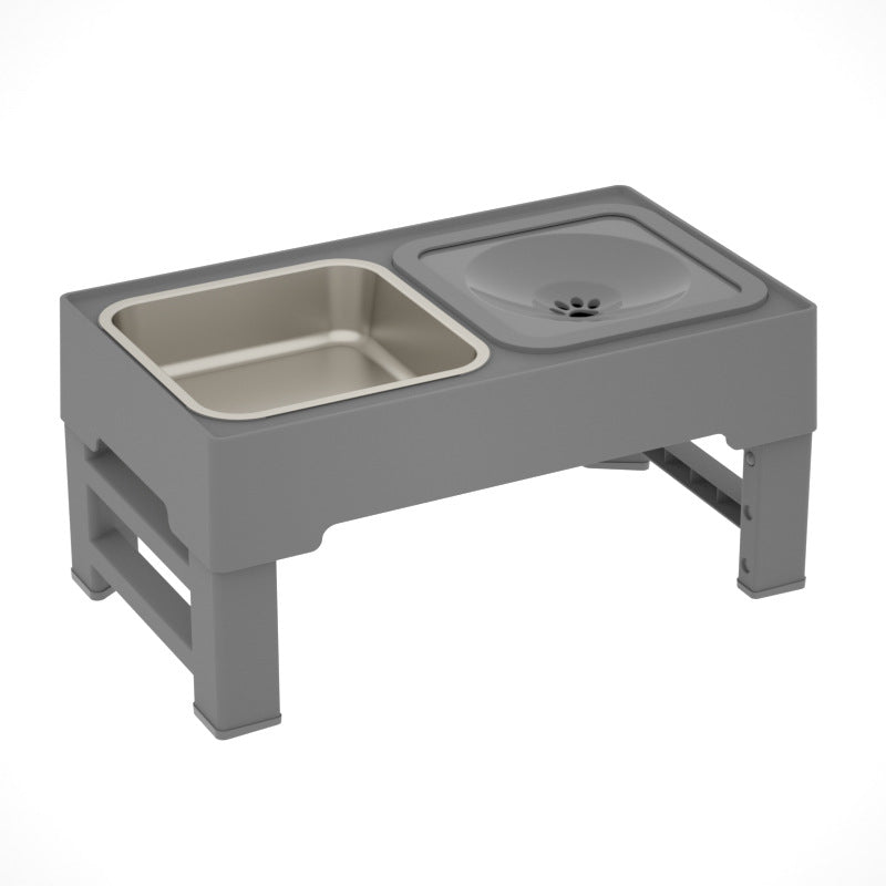 Adjustable Height Stainless Double Bowl Feeder Stand For Pet