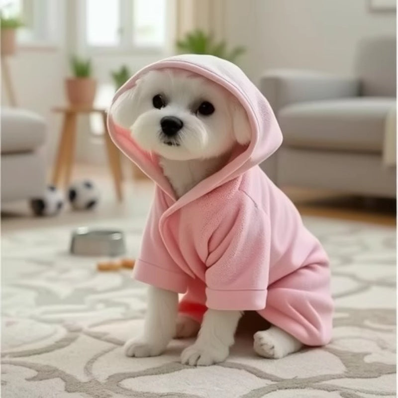 Pet Soft Coral Fleece Wearable Bathrobe Absorbent Bath Towel