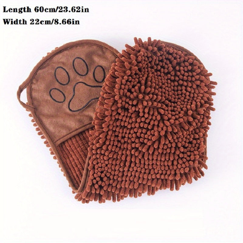 Pet Super Absorbent Microfiber Bath Towel With Hand Pockets Grooming Cloth