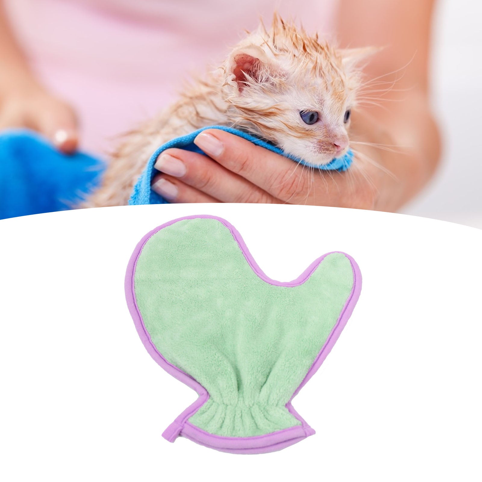 Pet Double Sided Absorbent Fiber Bath Towel Cleaning Gloves Grooming Supplies