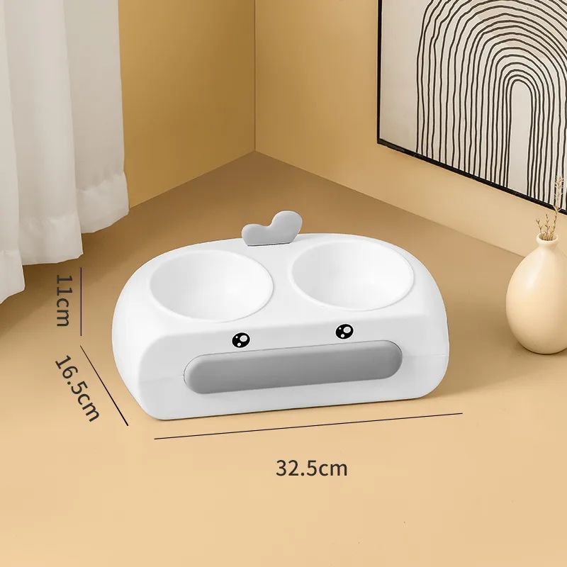 Duck Design Double Bowl Feeding Tray For Pet