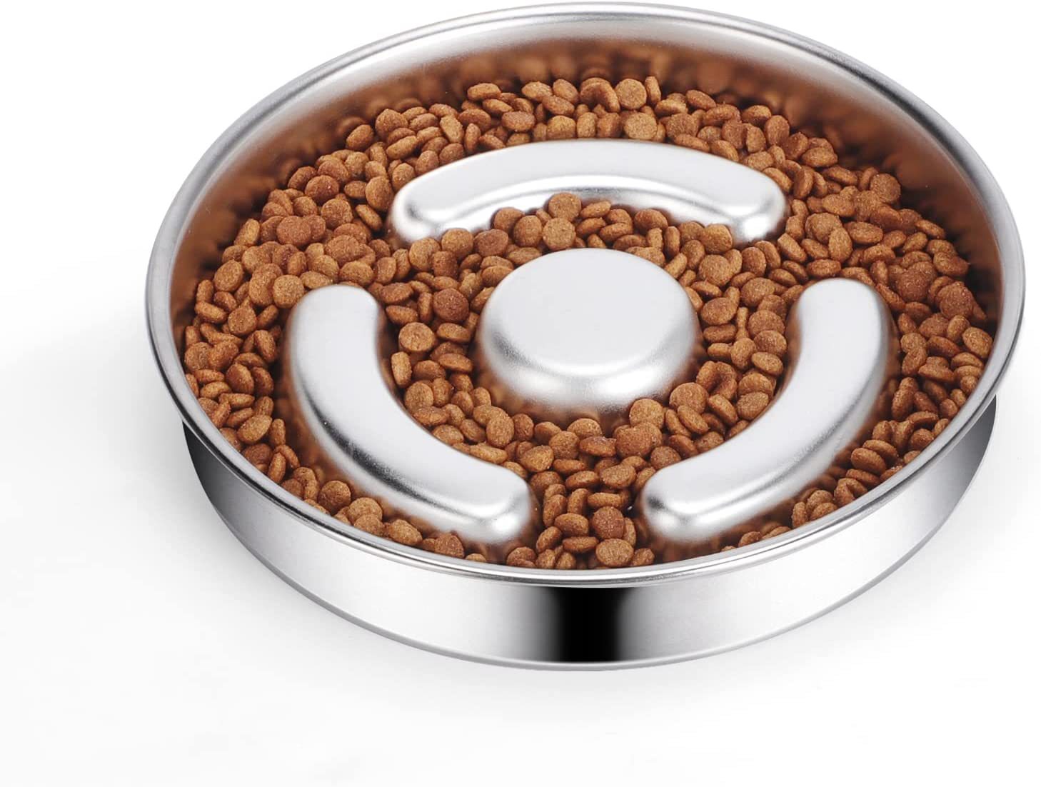 Stainless Steel Slow Feeding Bowl With Neck Protector For Pet