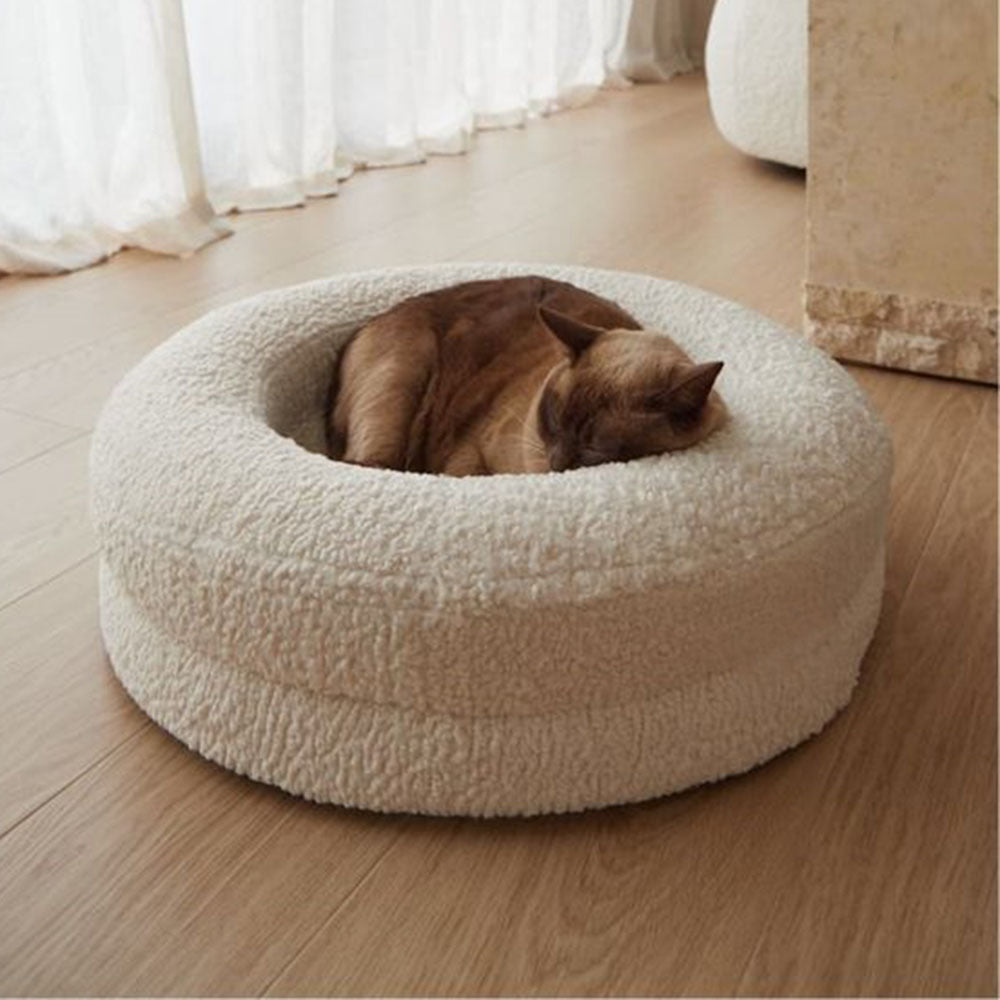 Solid Color Round Leisure Nest Bed For Pet