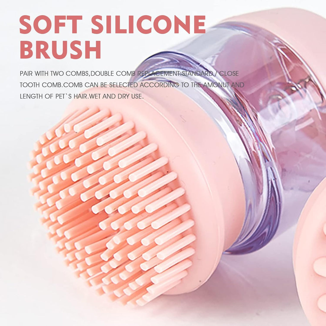 Pet Silicone Bath Grooming Shampoo Dispenser Double Head Massage Brush