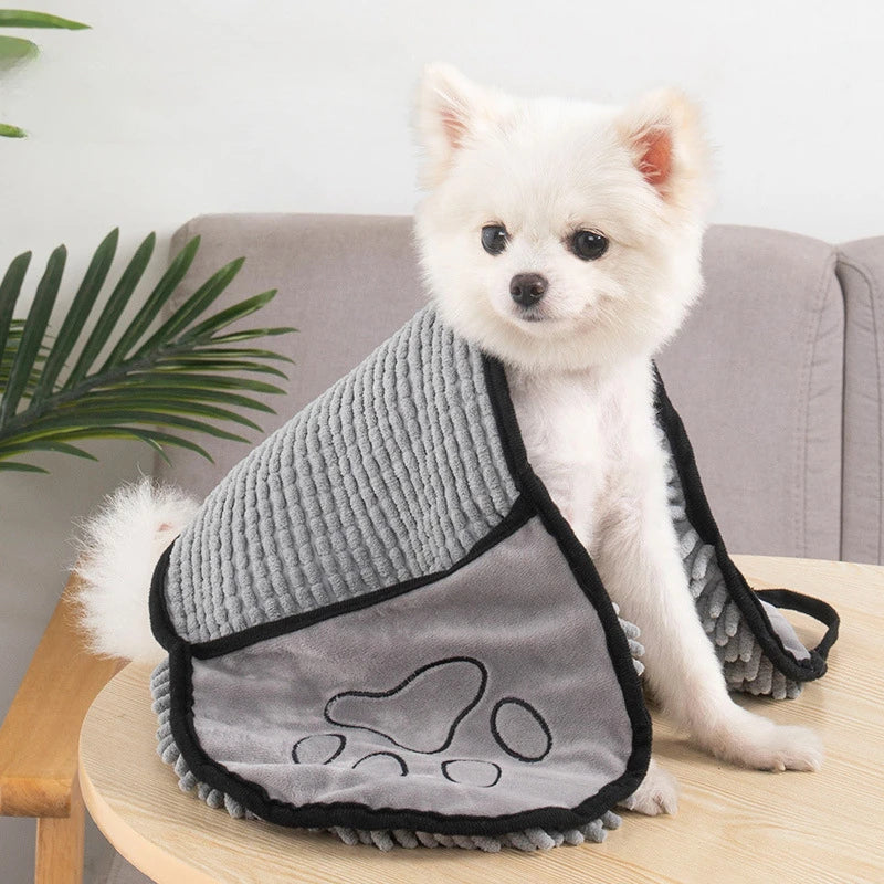 Pet Super Absorbent Microfiber Bath Towel With Hand Pockets Grooming Cloth