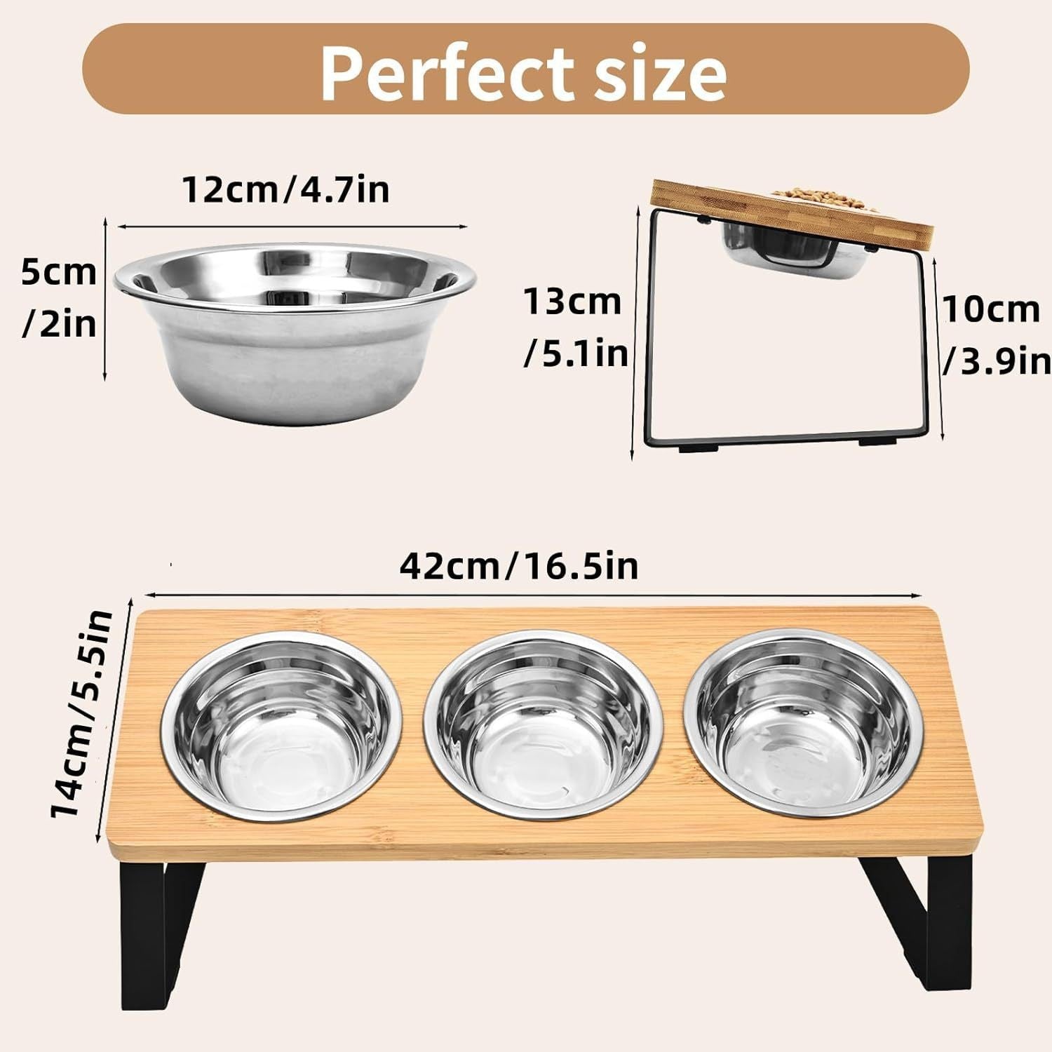 Iron Wood Feeding Rack With Bowl Stand For Pet