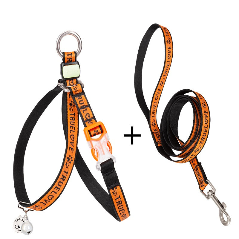 Bell Chest Strap Vest With Leash For Pet