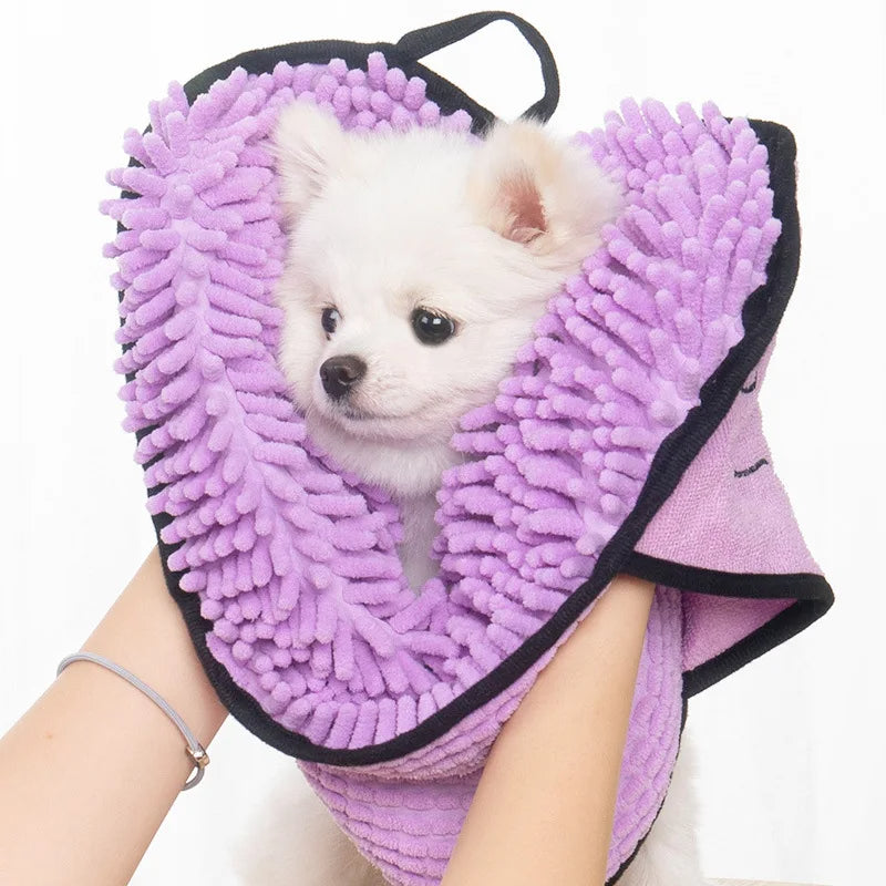 Pet Super Absorbent Microfiber Bath Towel With Hand Pockets Grooming Cloth