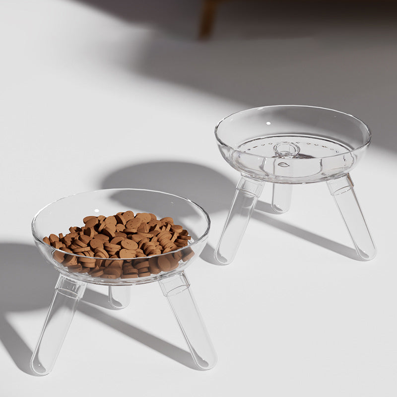 Transparent Glass Anti Knock Feeding Bowl For Pet