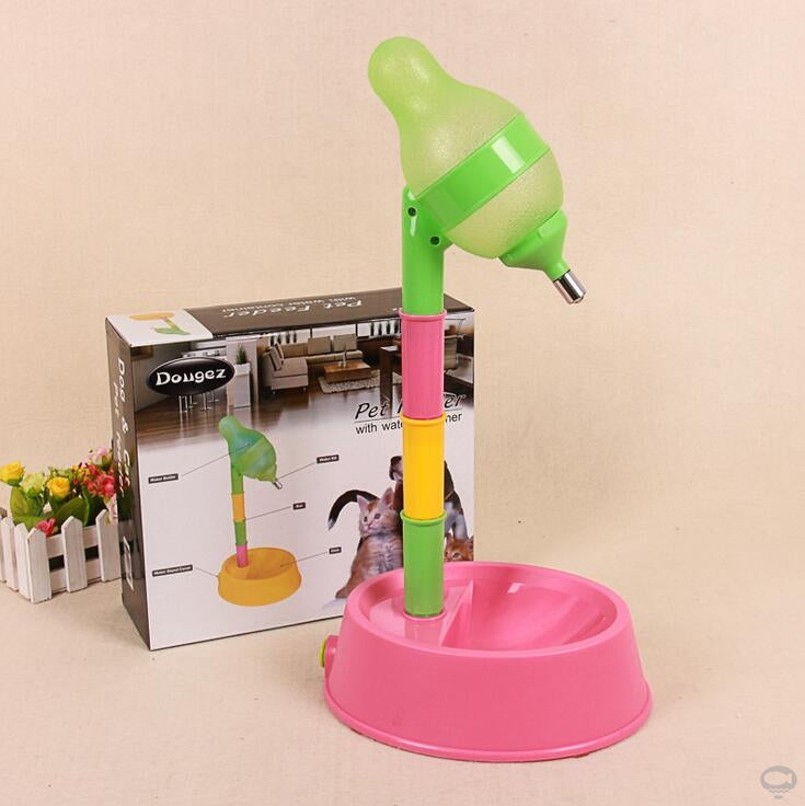 Automatic Adjustable Height Pet Water Dispenser And Feeder Bowl With Fountain System