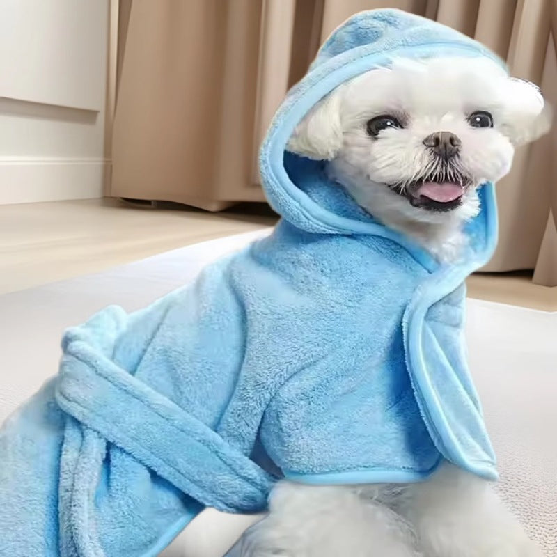 Pet Soft Coral Fleece Wearable Bathrobe Absorbent Bath Towel