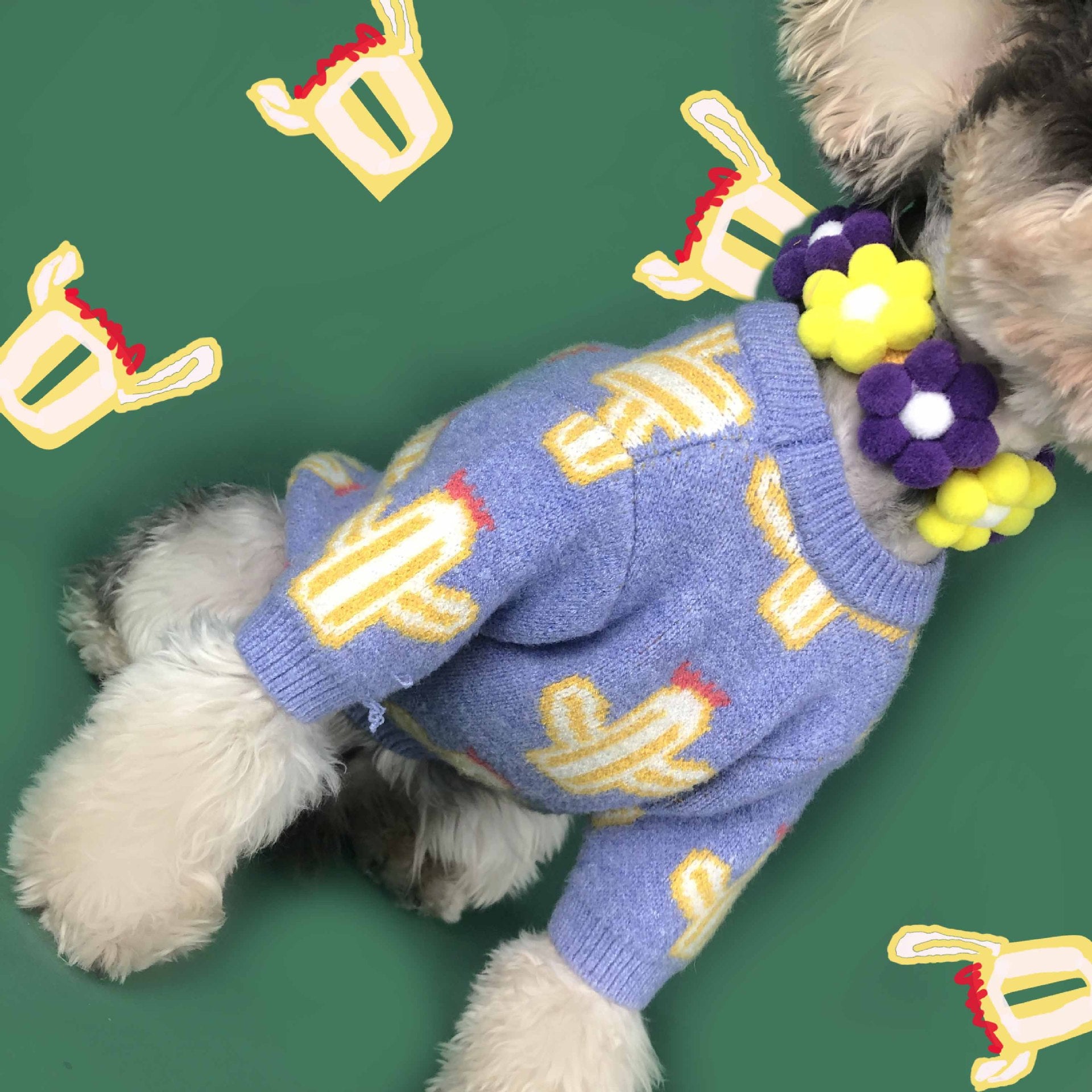 Pet Cactus Pattern Knit Sweater Warm Outfit