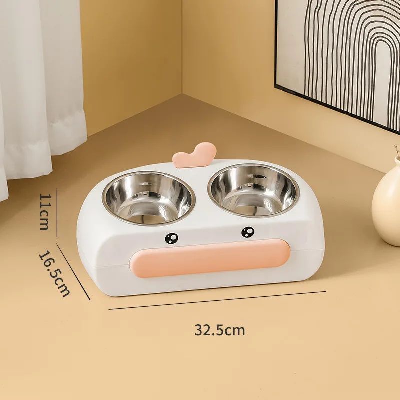 Duck Design Double Bowl Feeding Tray For Pet