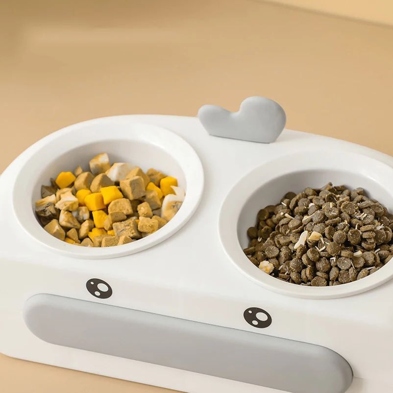Duck Design Double Bowl Feeding Tray For Pet