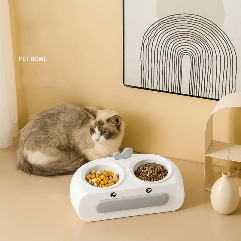 Duck Design Double Bowl Feeding Tray For Pet