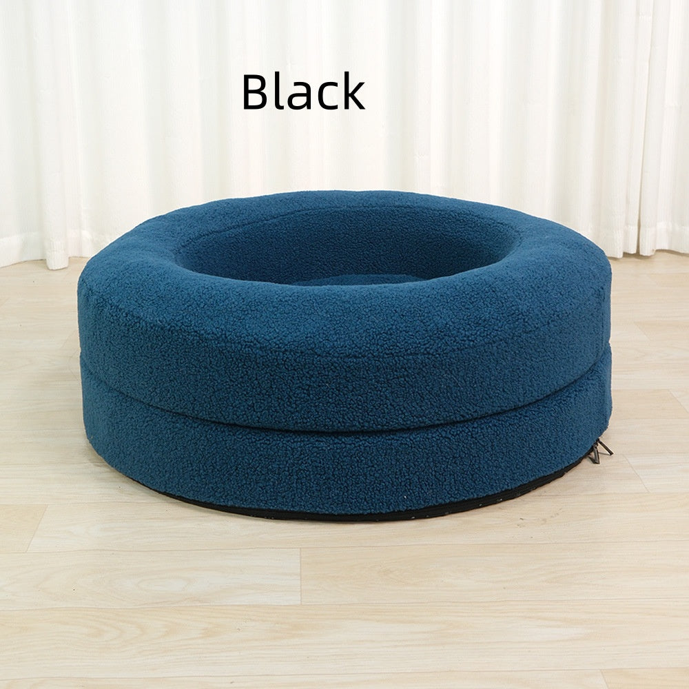 Solid Color Round Leisure Nest Bed For Pet