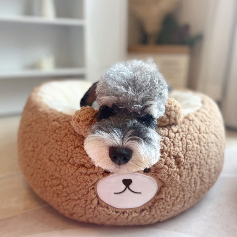 Cartoon Plush Round Nest Bed For Pet