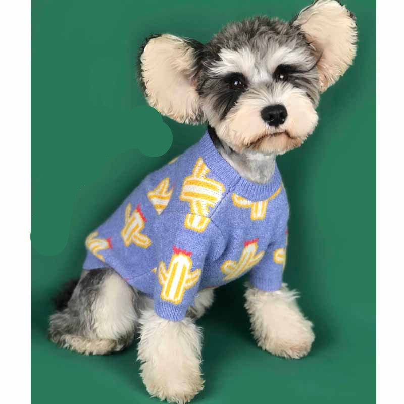 Pet Cactus Pattern Knit Sweater Warm Outfit