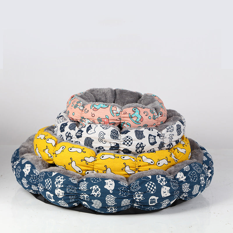 Calming Donut Fluffy Round Bed For Pet