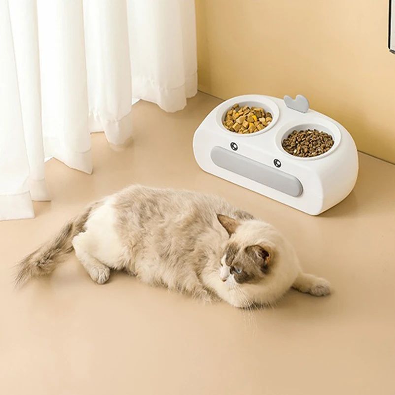 Duck Design Double Bowl Feeding Tray For Pet
