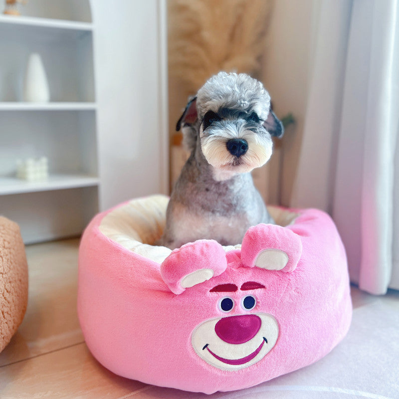 Cartoon Plush Round Nest Bed For Pet