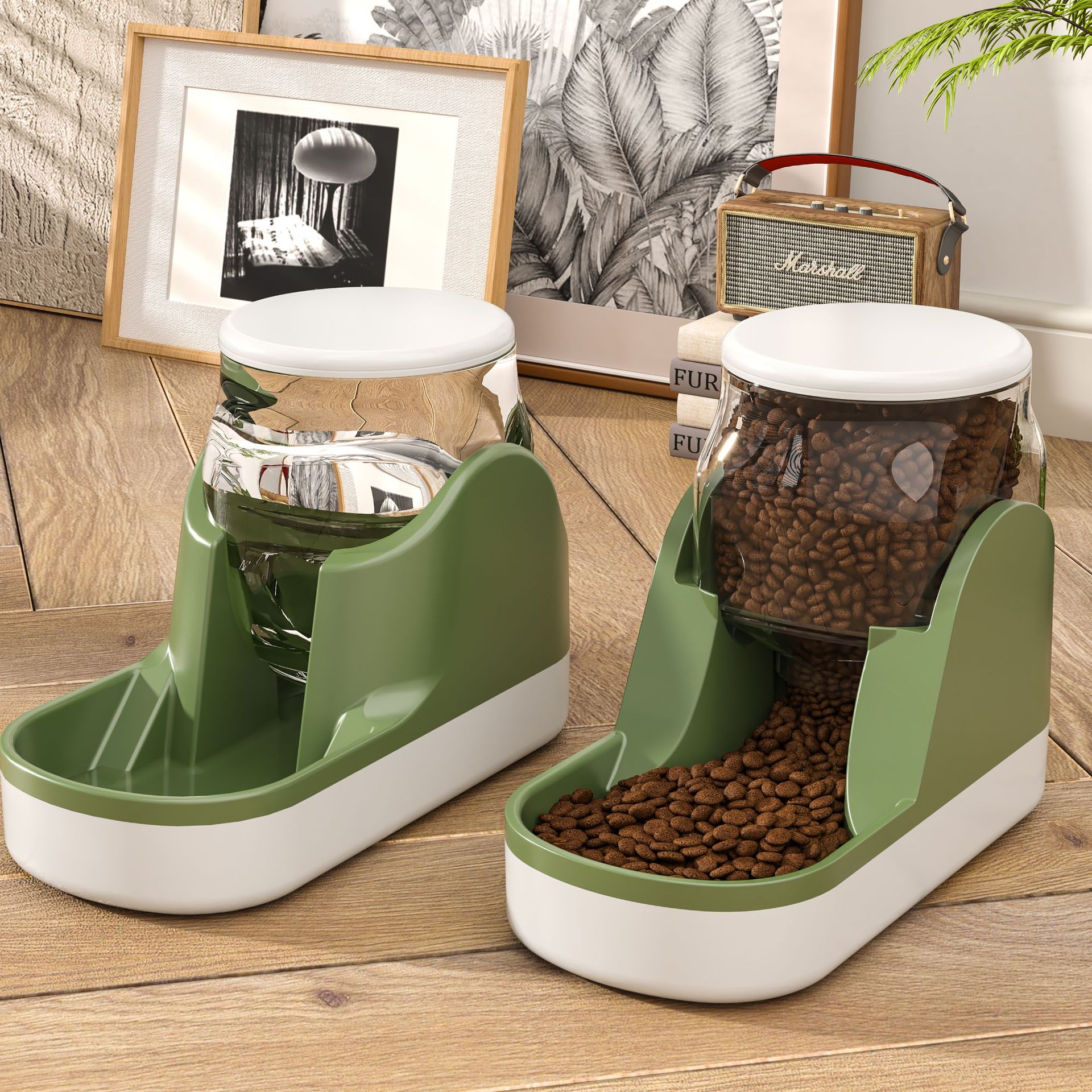 Automatic Water Fountain And Food Dispenser For Pet