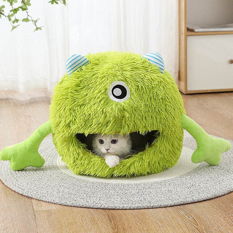 Fluffy Calming Round Washable Bed For Pet